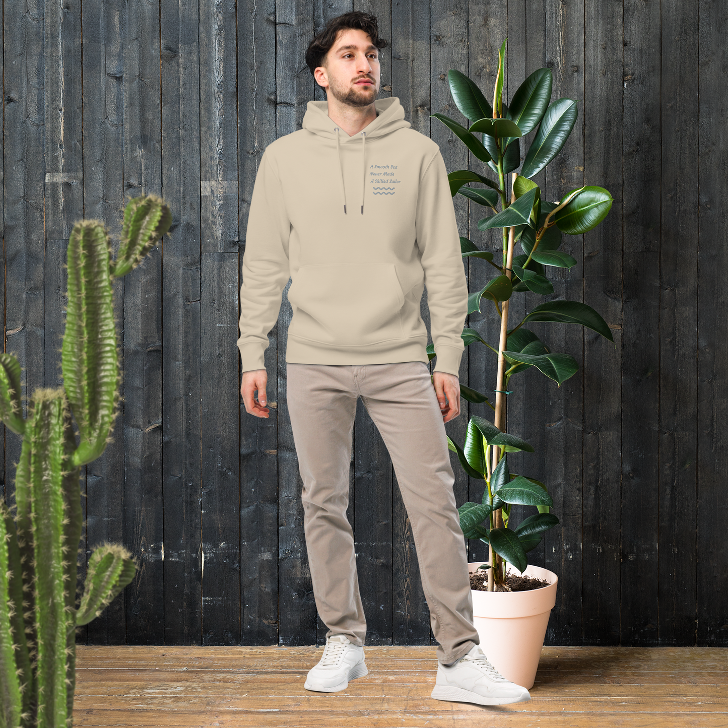 Unisex Motivational and Minimalist Eco Hoodie Skilled Sailor