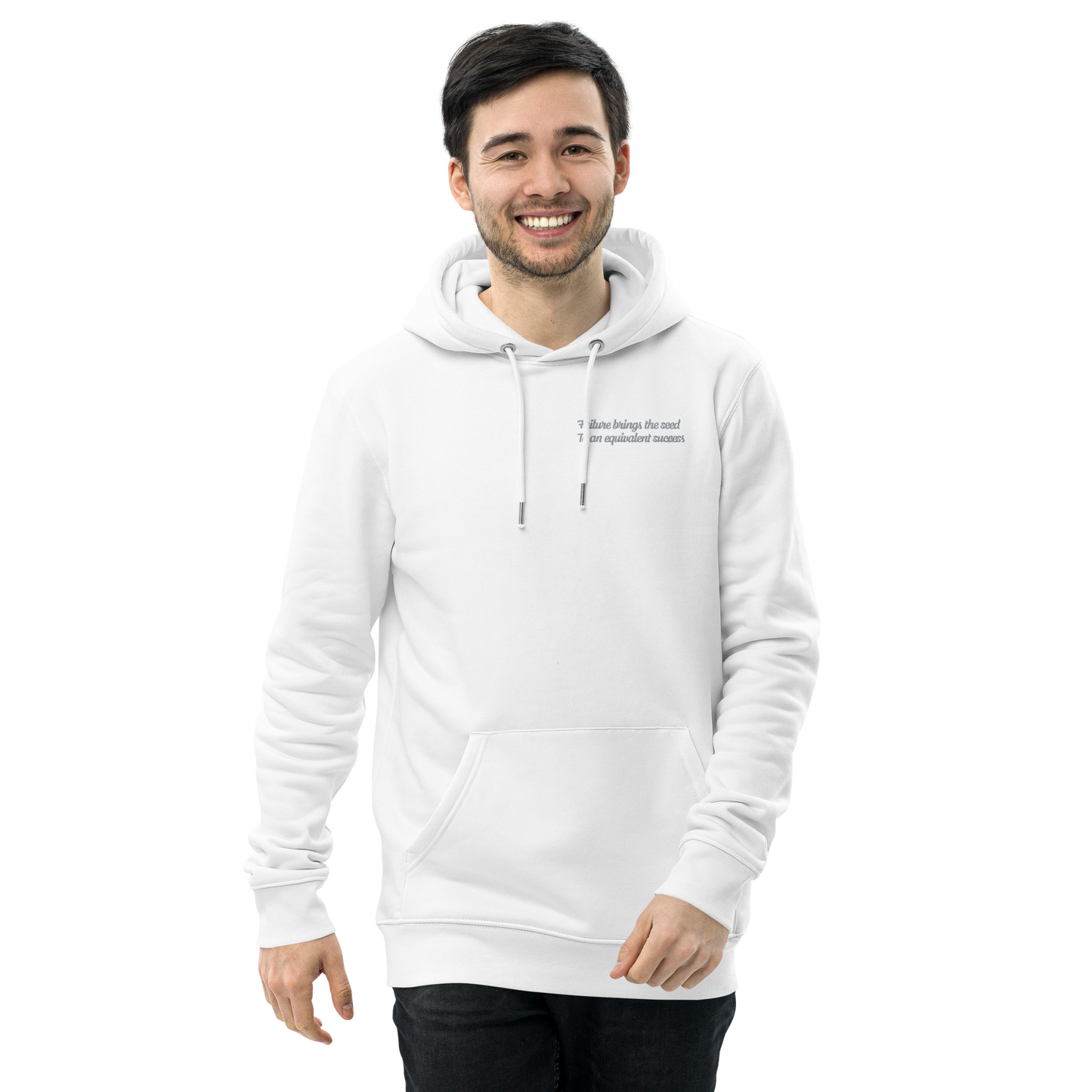 Unisex Motivational and Minimalist Eco Hoodie White