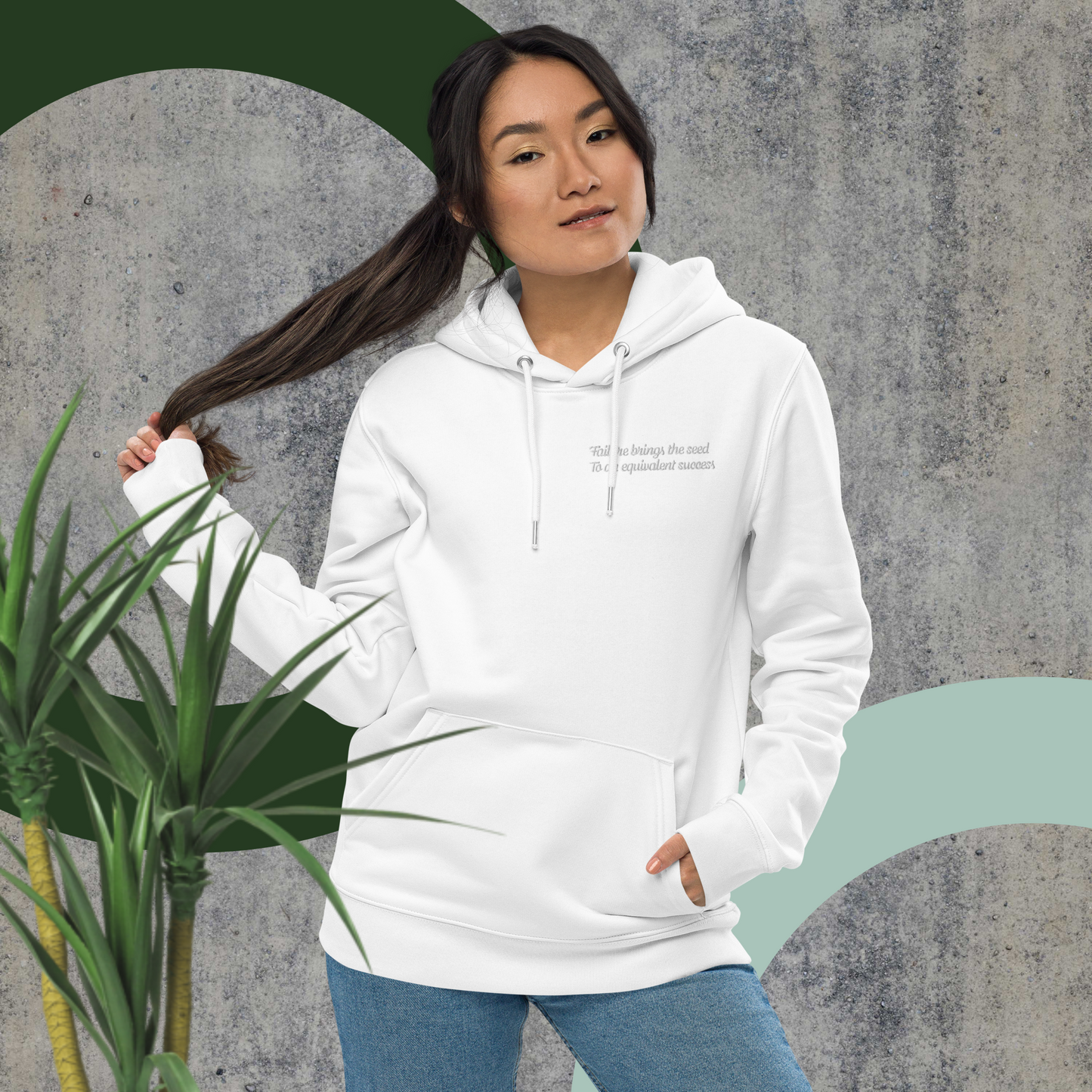 Unisex Motivational and Minimalist Eco Hoodie White