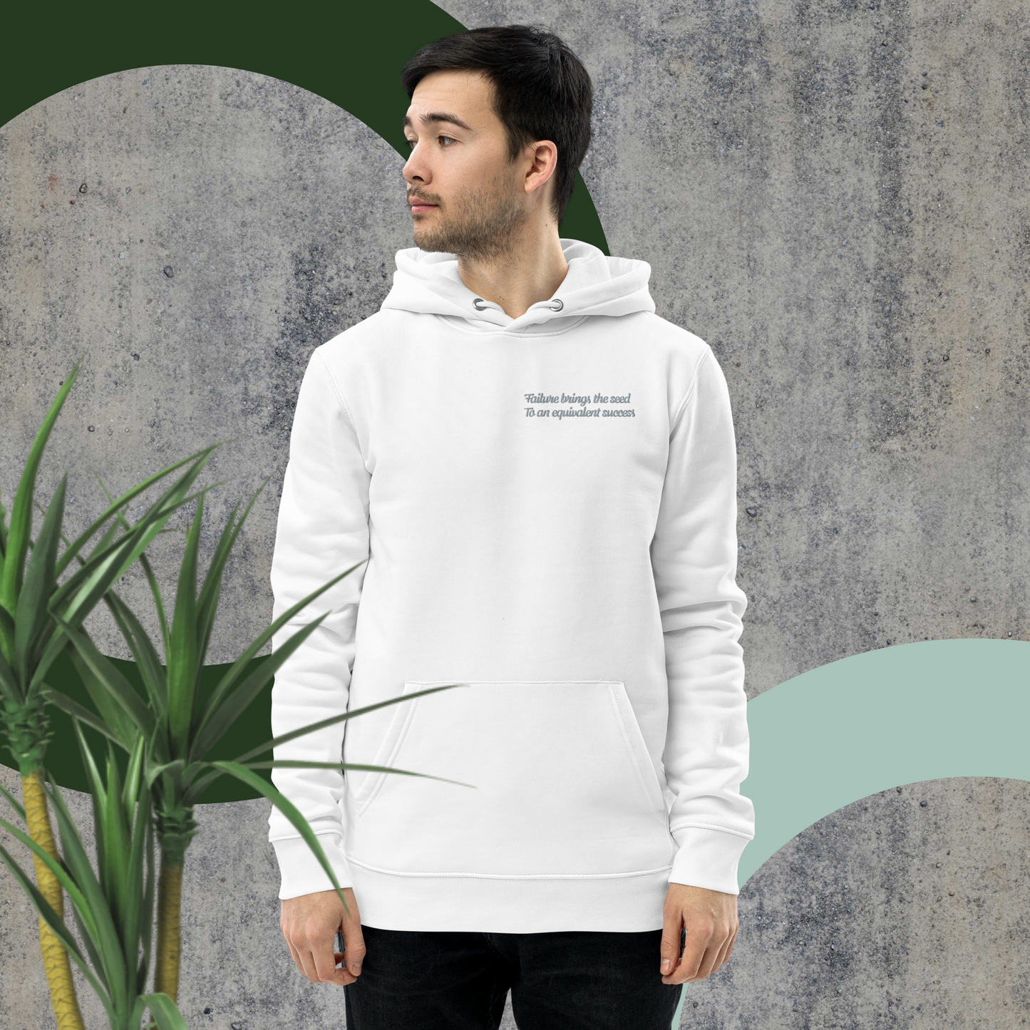 Unisex Motivational and Minimalist Eco Hoodie White