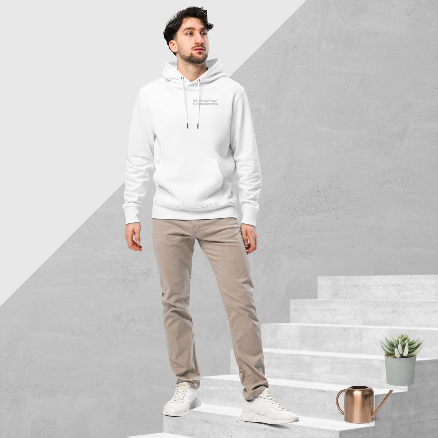 Unisex Motivational and Minimalist Eco Hoodie White