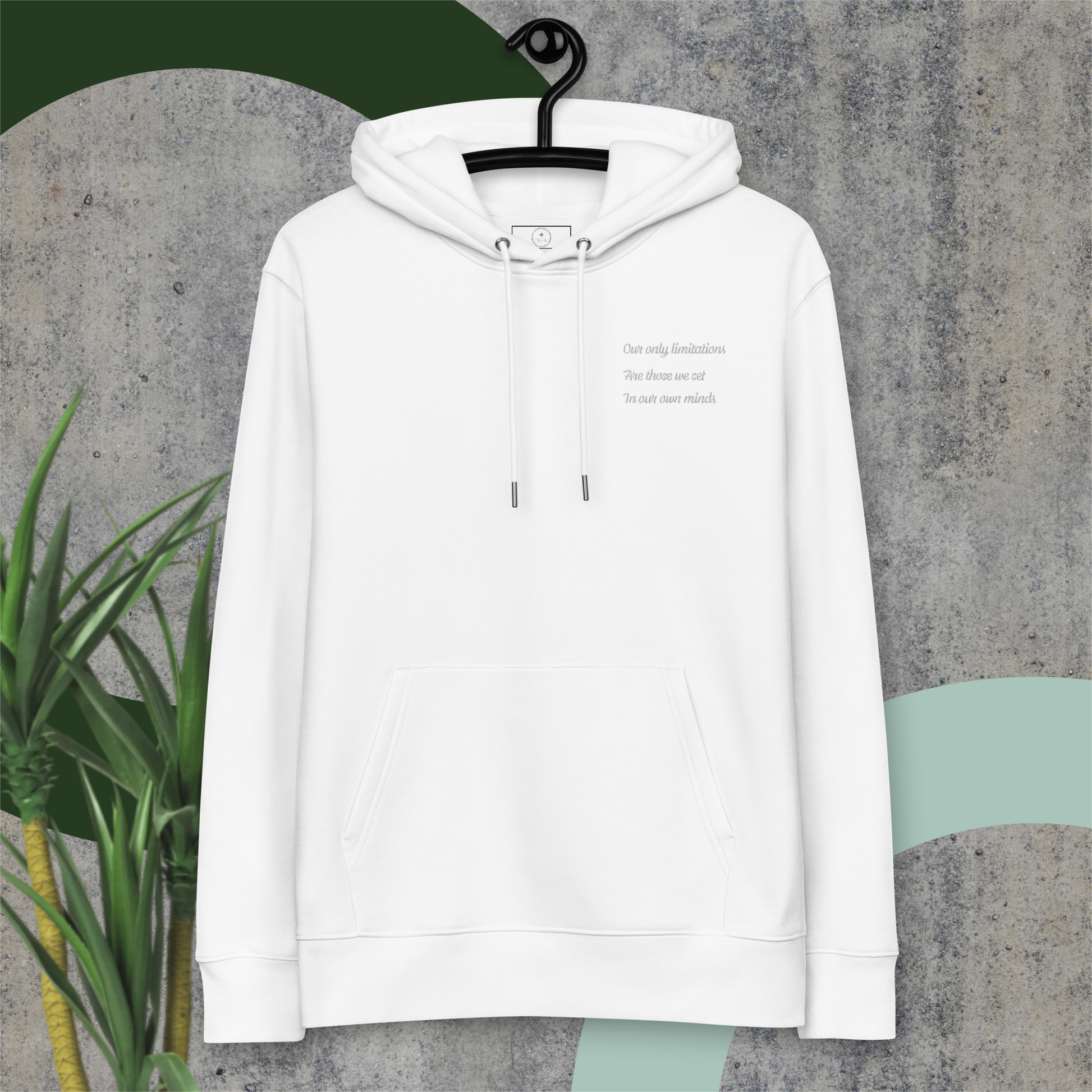 Unisex Motivational and Minimalist Eco Hoodie White