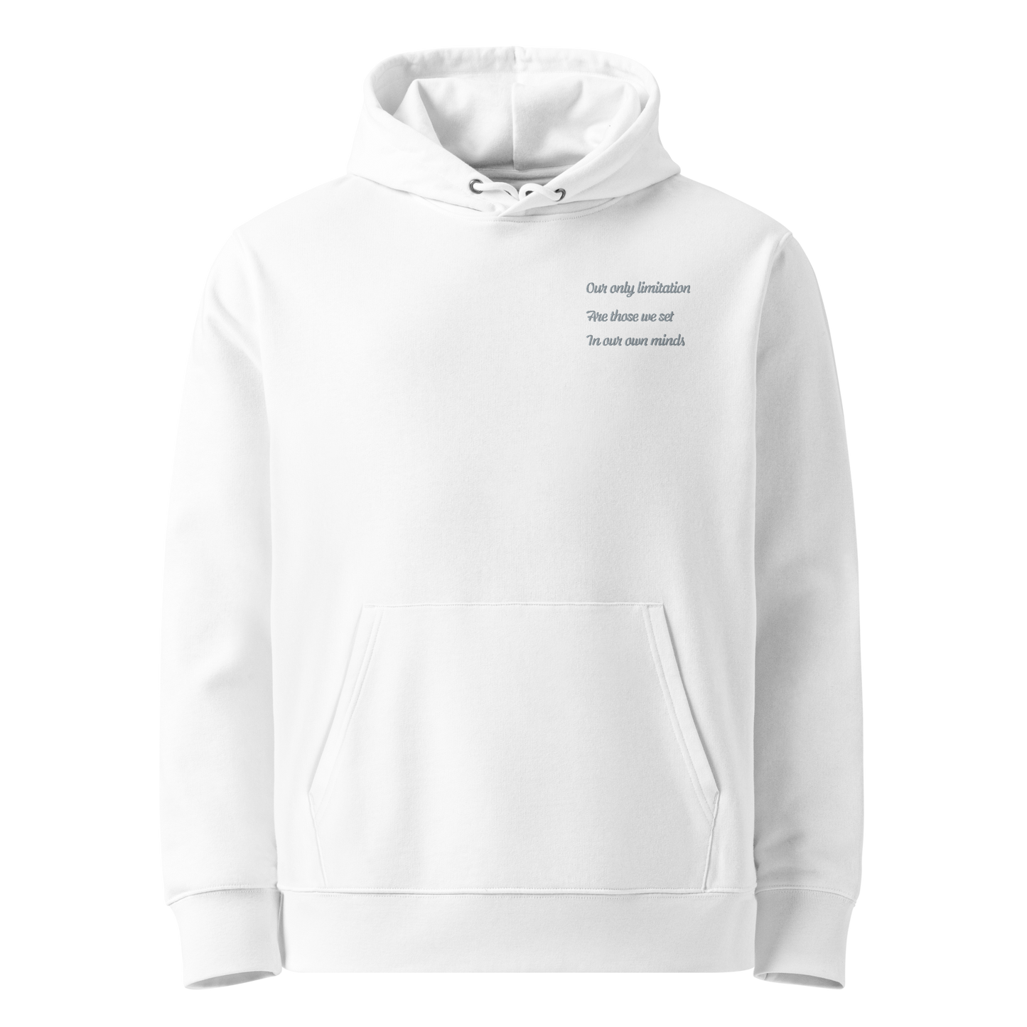 Unisex Motivational and Minimalist Eco Hoodie White